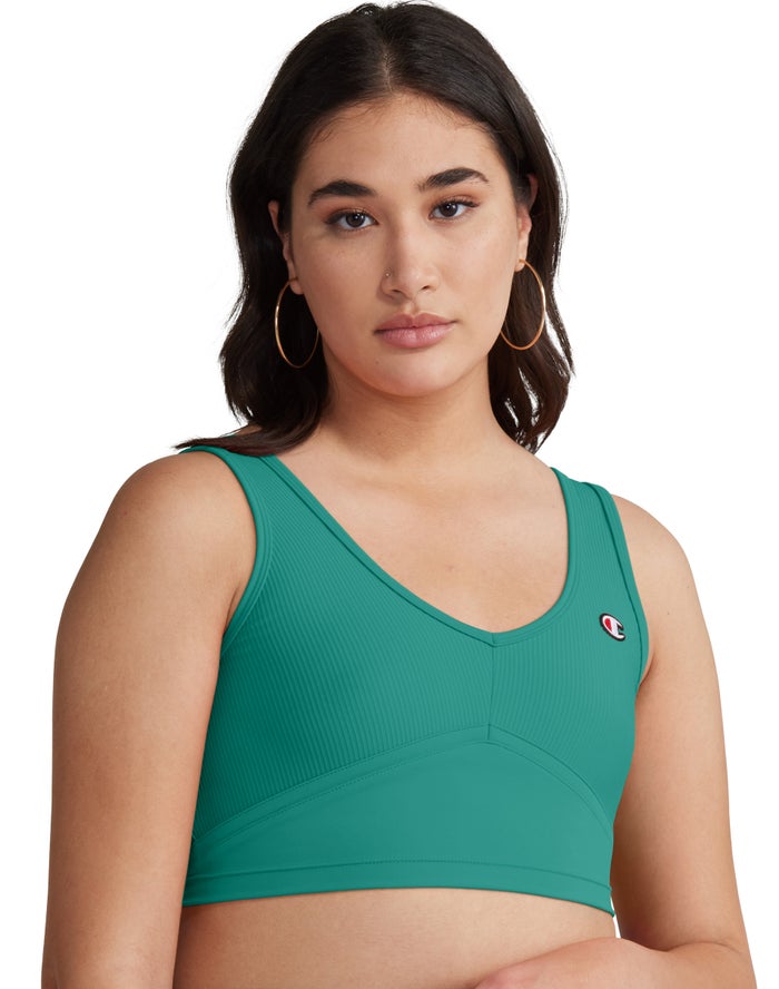 Champion Ribbed Cropped Tanktop Dames - Groen - Belgie 2471DTPXH